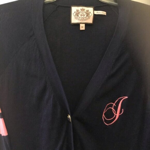 JUICY COUTURE Y2K Cotton Cardigan Knit Sweater Top Tunic Logo Preppy Varsity - Picture 10 of 13